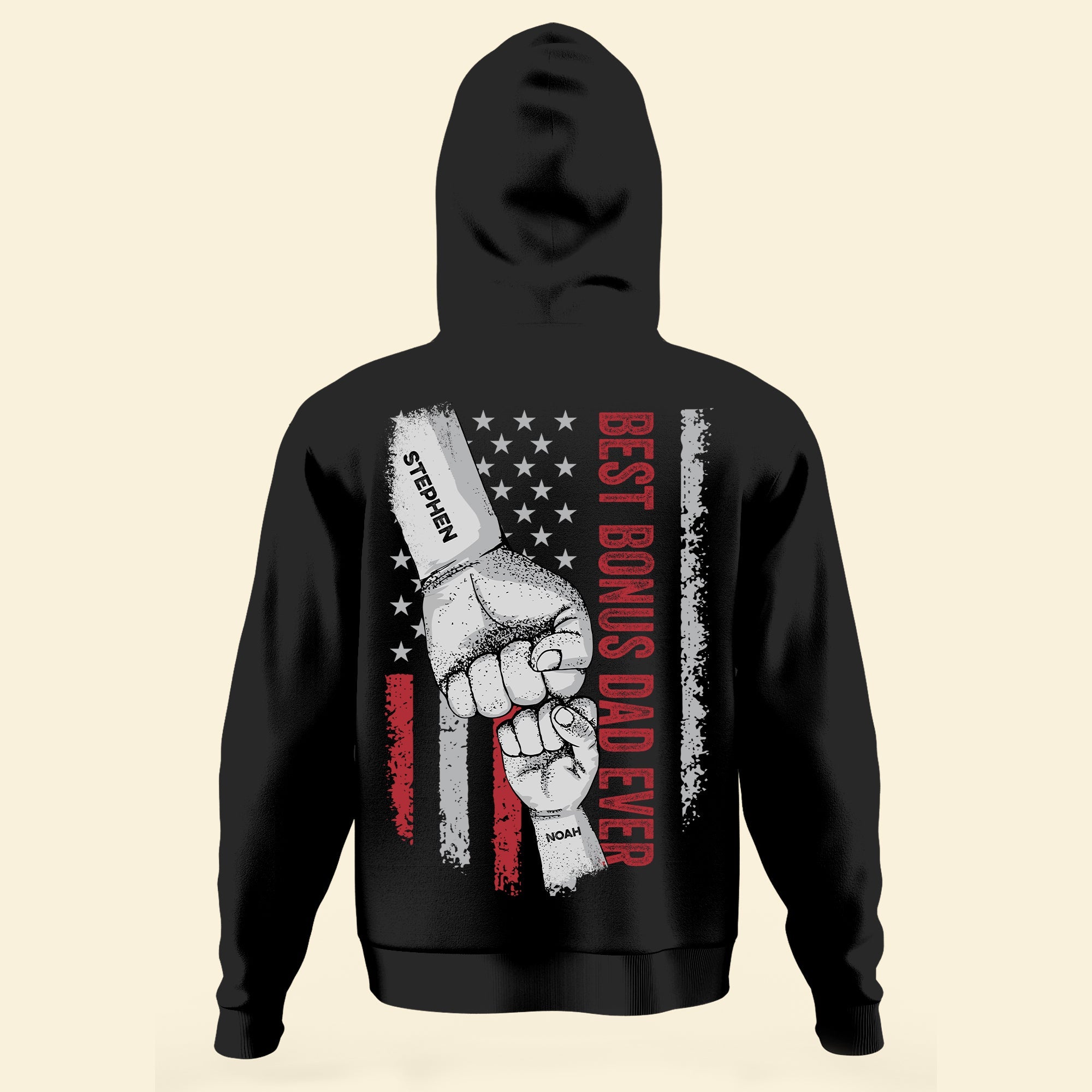 Best Bonus Dad Ever - Personalized Back PrintedOne Size Shirt - Image 4