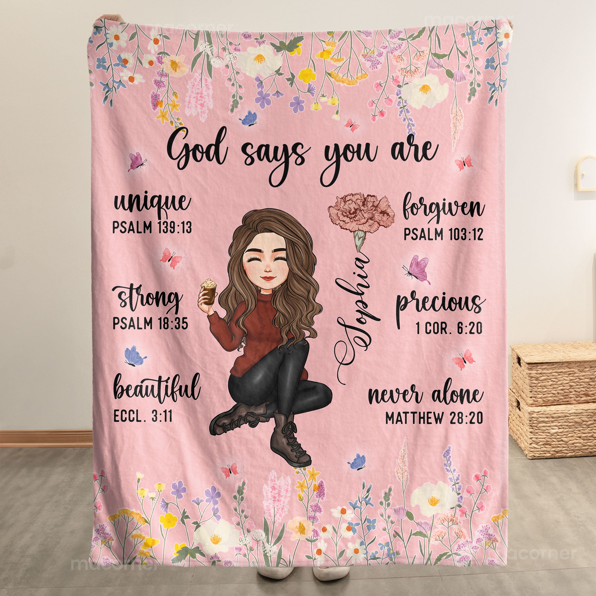 Custom Birth Flower & Names - Gifts For Daughter, Son, Grandkid - Personalized Photo Blanket Big Size