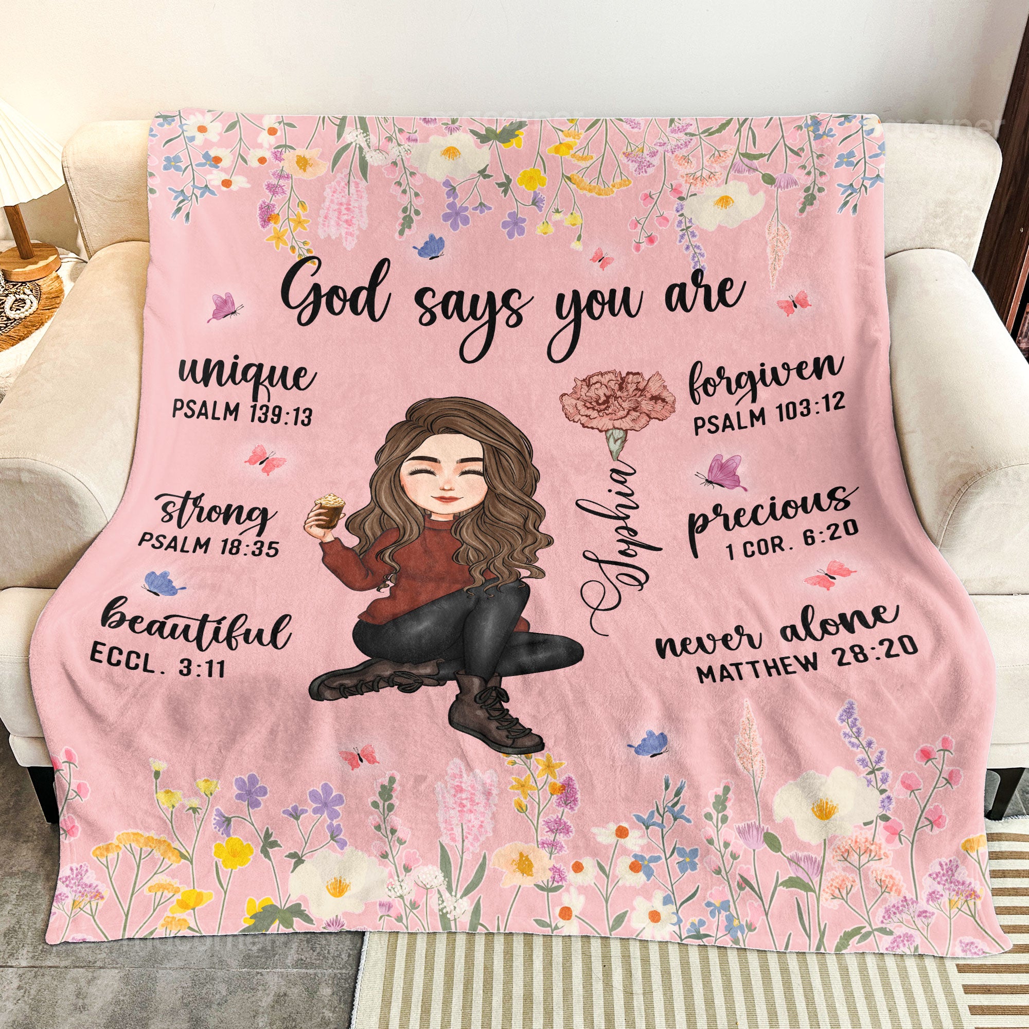 Custom Birth Flower & Names - Gifts For Daughter, Son, Grandkid - Personalized Photo Blanket Big Size - Image 4