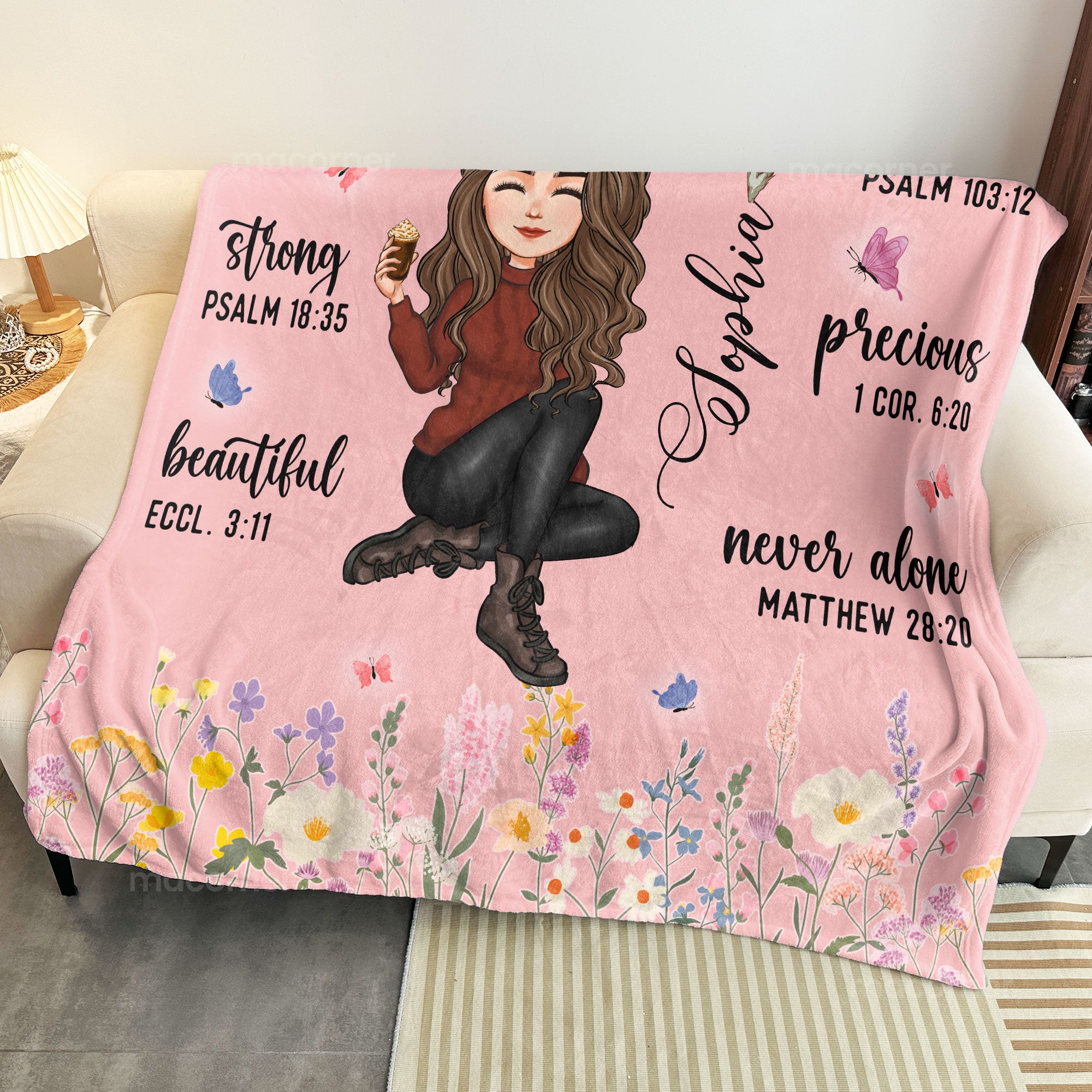 Custom Birth Flower & Names - Gifts For Daughter, Son, Grandkid - Personalized Photo Blanket Big Size - Image 5