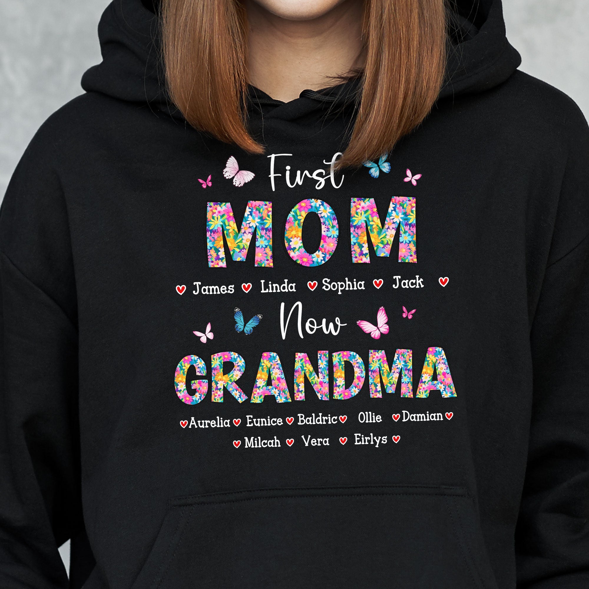 First Mom Now Grandma Floral - PersonalizedOne Size Shirt Gift For Mom - Gift For Mom - Gift For Grandma - Image 6