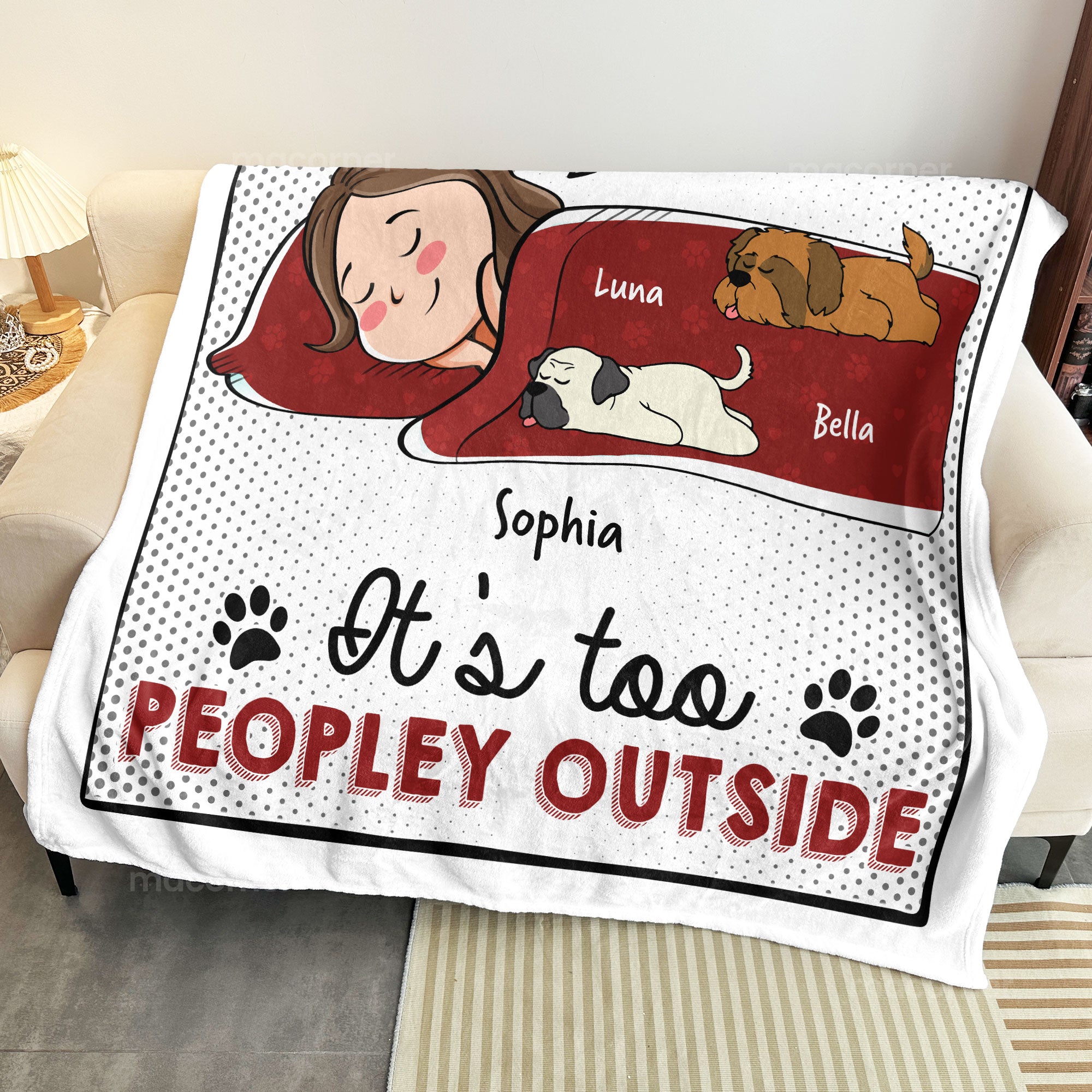 It's Too Peopley Outside - Cartoon Version - Personalized Blanket Big Size - Image 4