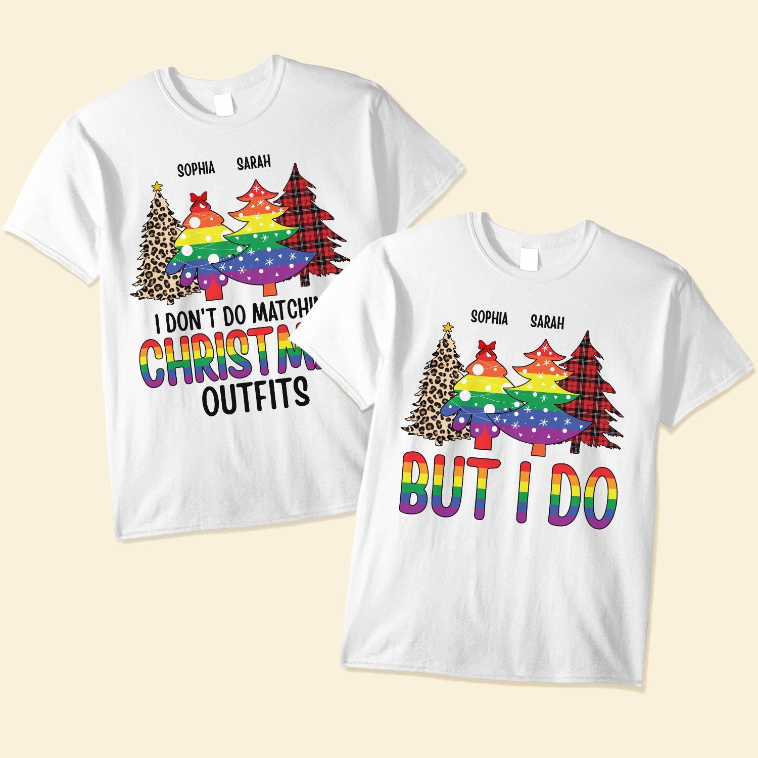 Lgbt I Don't Do Matching Christmas Outfits - Personalized Matching Couple Shirt - Image 3