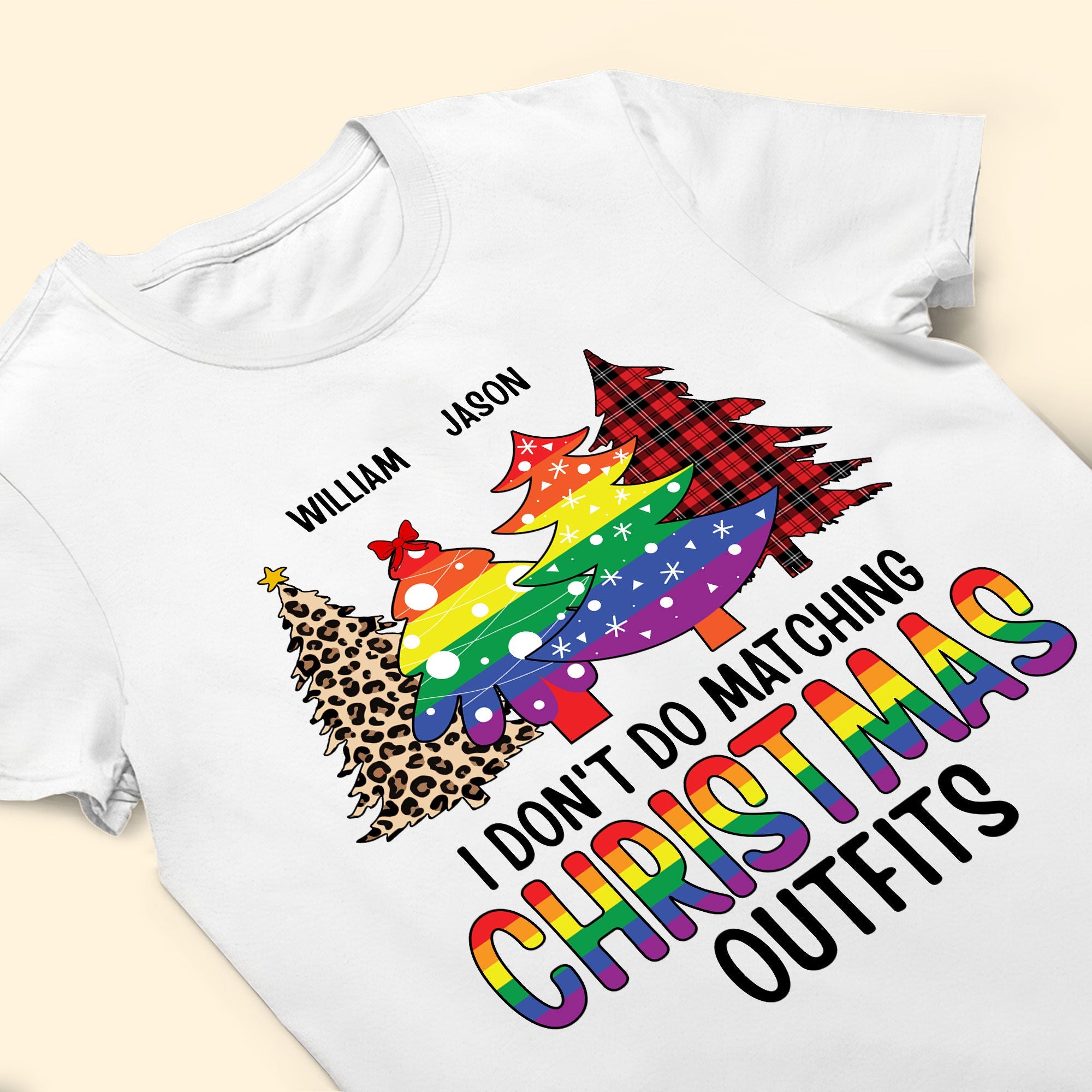 Lgbt I Don't Do Matching Christmas Outfits - Personalized Matching Couple Shirt - Image 6