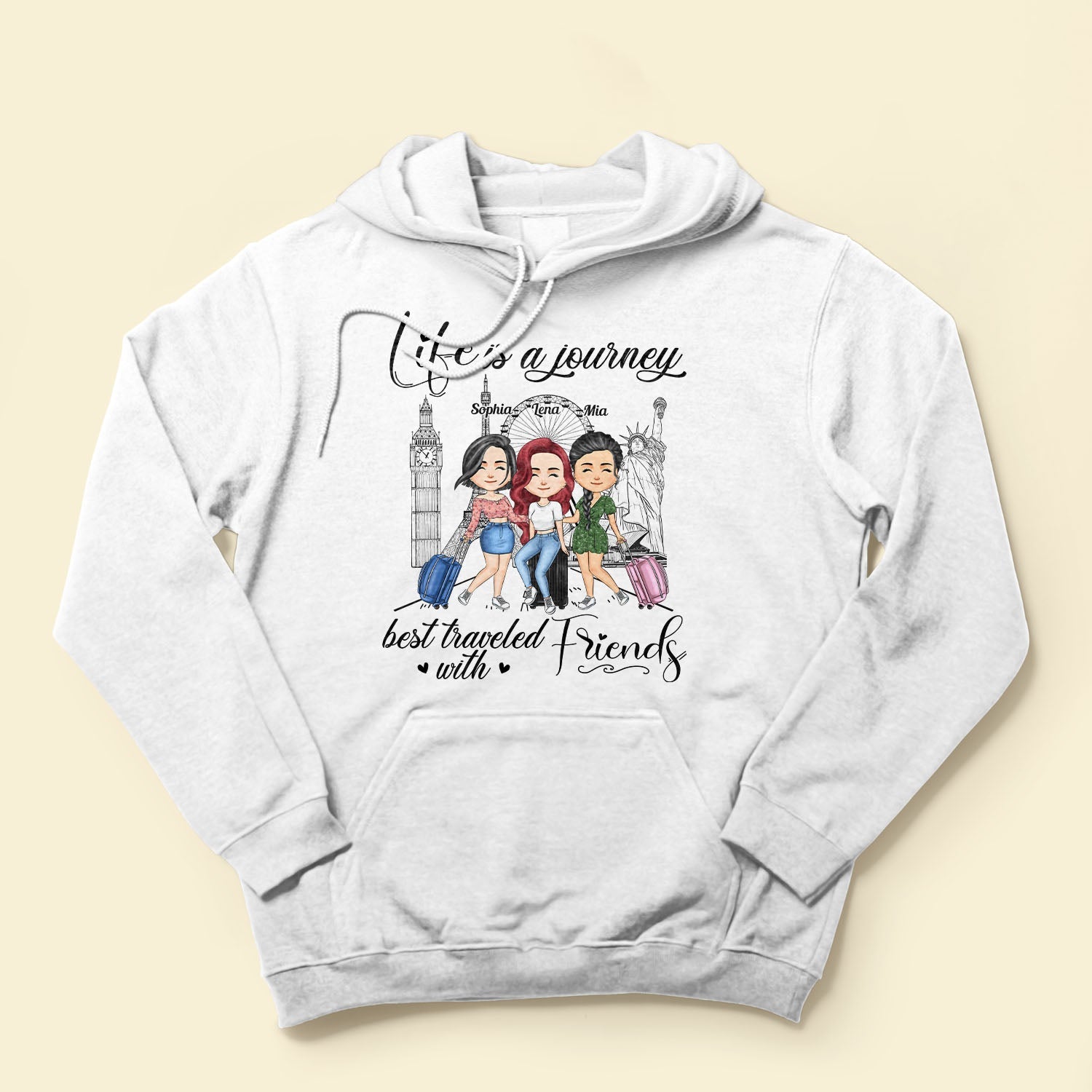 Life Is A Journey Best Traveled With Friends - PersonalizedOne Size Shirt - Birthday Gift For Her, Friends, Besties, Travel Buddies, Travelers, Trippin' Gift - Image 3