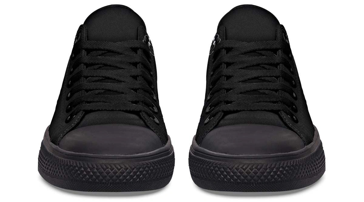 Mind On The Mission Skull Black Low-Top Sneakers - Tactical Edgy Style - Image 5