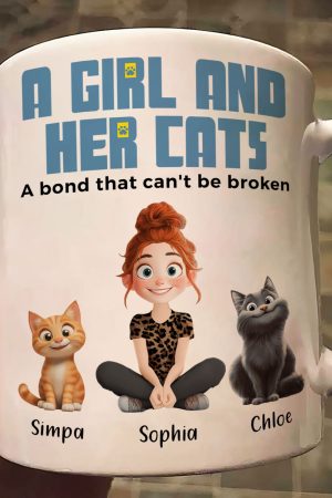 A Girl And Her Cats - Personalized Mug - Gift For Daughter
