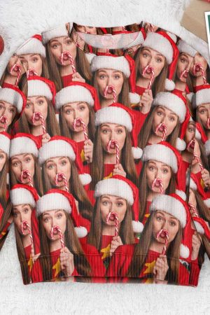 Custom Funny Face Christmas Time - Personalized Photo Ugly Sweater
