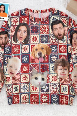 Custom Photo Pet Family Cozy Sweater - Personalized Photo Ugly Sweater