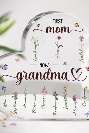First Mom Now Grandma - Personalized Acrylic Plaque - Gift For Mom