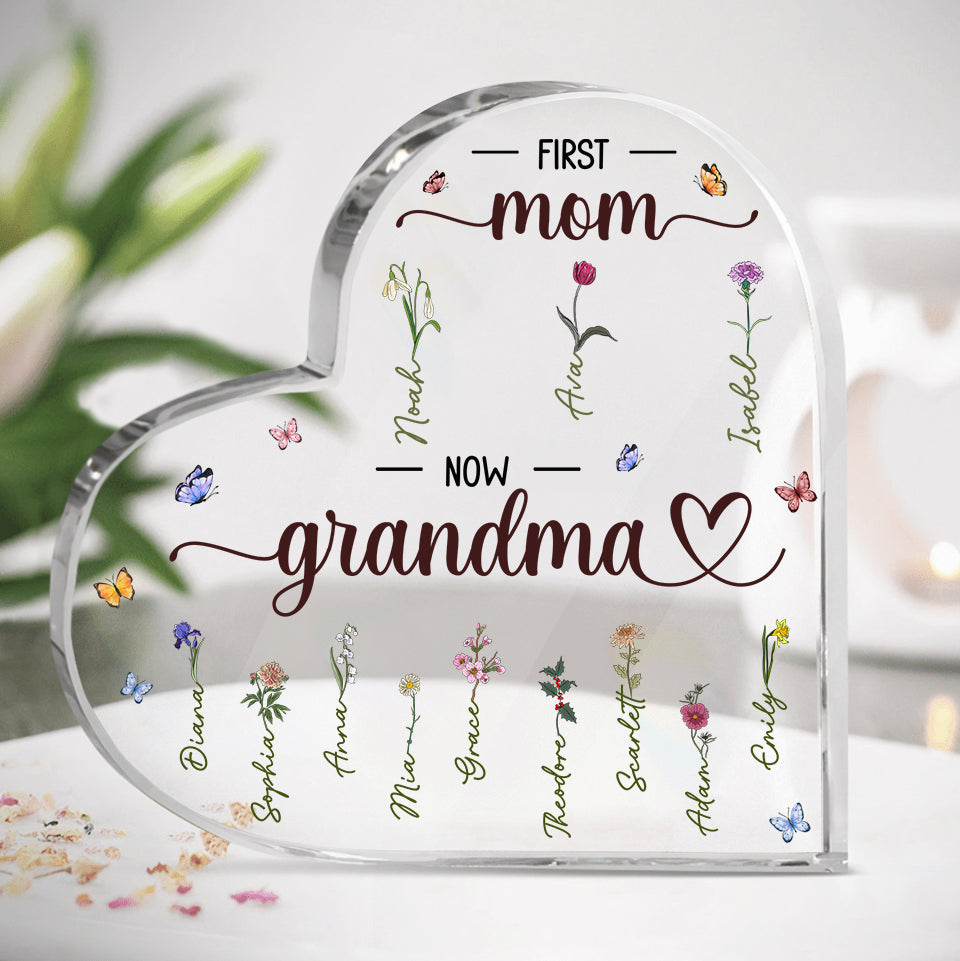 First Mom Now Grandma - Personalized Acrylic Plaque - Gift For Mom