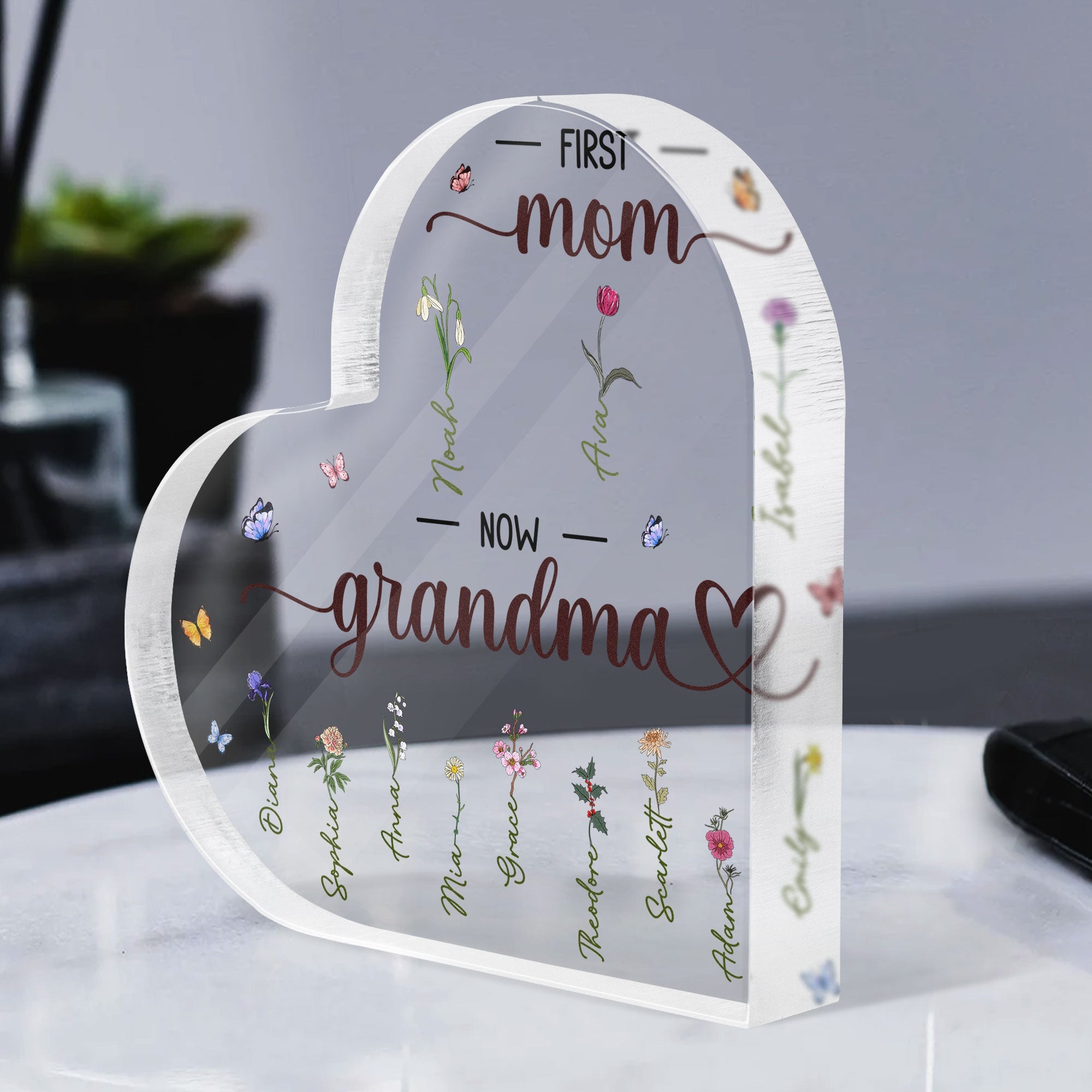 First Mom Now Grandma - Personalized Acrylic Plaque - Gift For Mom - Image 3