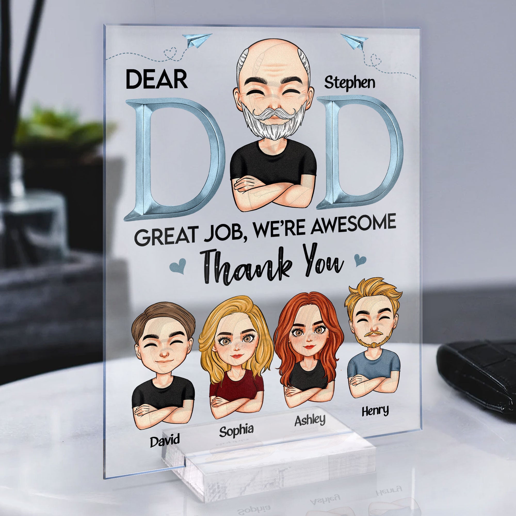 Dad - We’re Awesome Thank You - Personalized Acrylic Plaque - Image 2