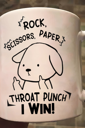 Funny Mug - Rock Paper Scissors Throat Punch I Win - Fun Gifts For Coworker, Friends, Boss - Personalized Mug