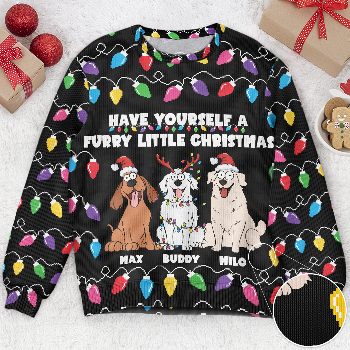 Have Yourself A Furry Little Christmas Funny Dog Lovers - Personalized Ugly Sweater