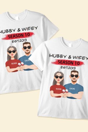 Hubby & Wifey - Personalized Matching Couple Shirts - Ver 2