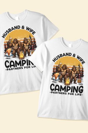Husband And Wife Camping Partners For Life - Personalized Matching Shirts
