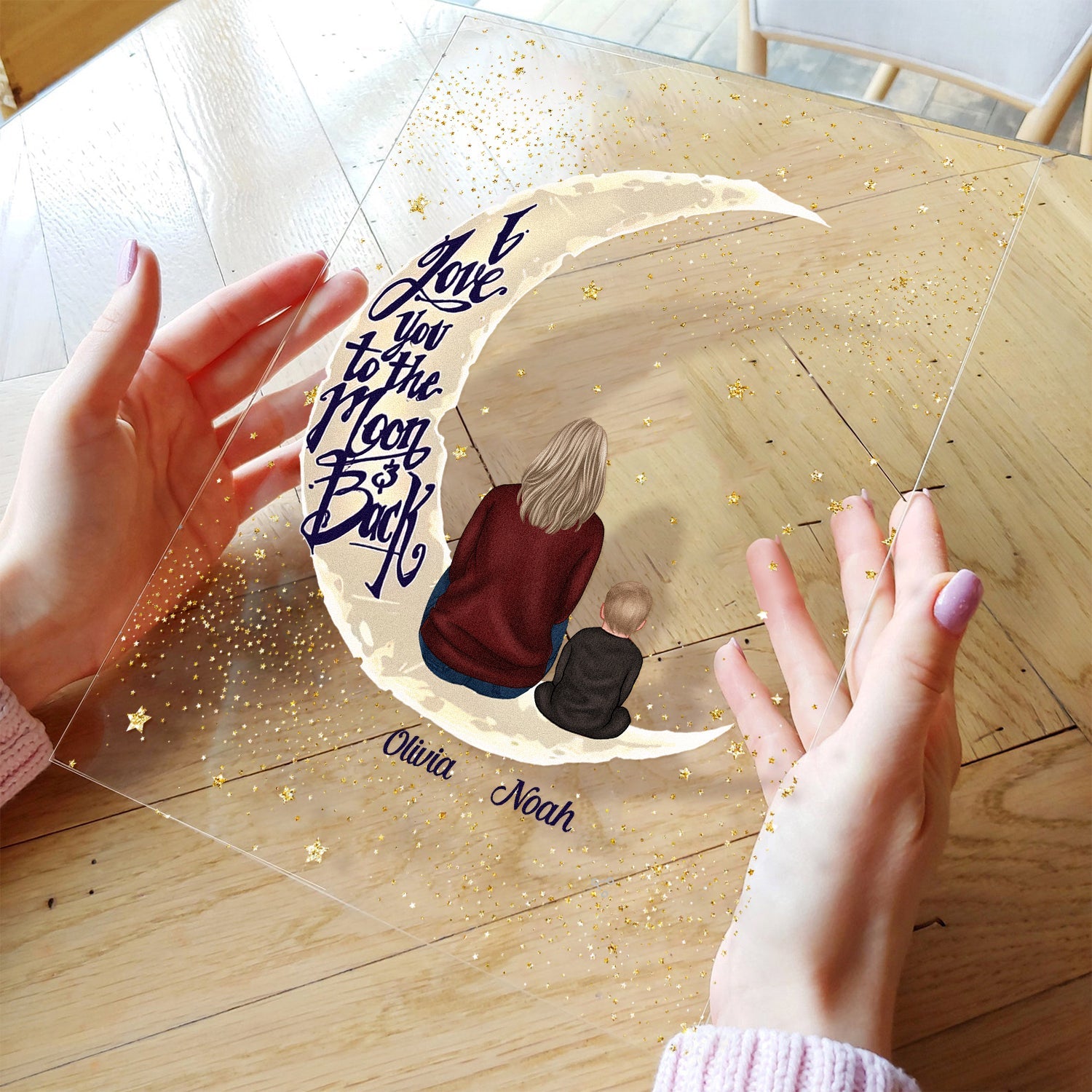 I Love You To The Moon And Back - Personalized Acrylic Plaque - Image 2