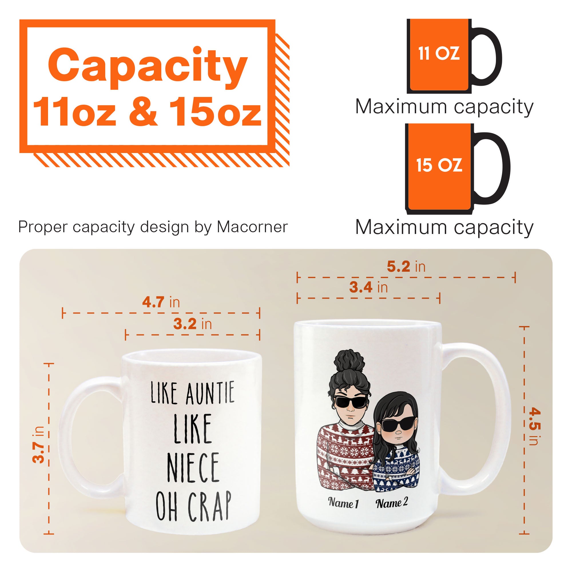 Like Auntie Like Niece Oh Crap - Personalized Mug - Christmas & Birthday Gift For Auntie, Niece - Image 3