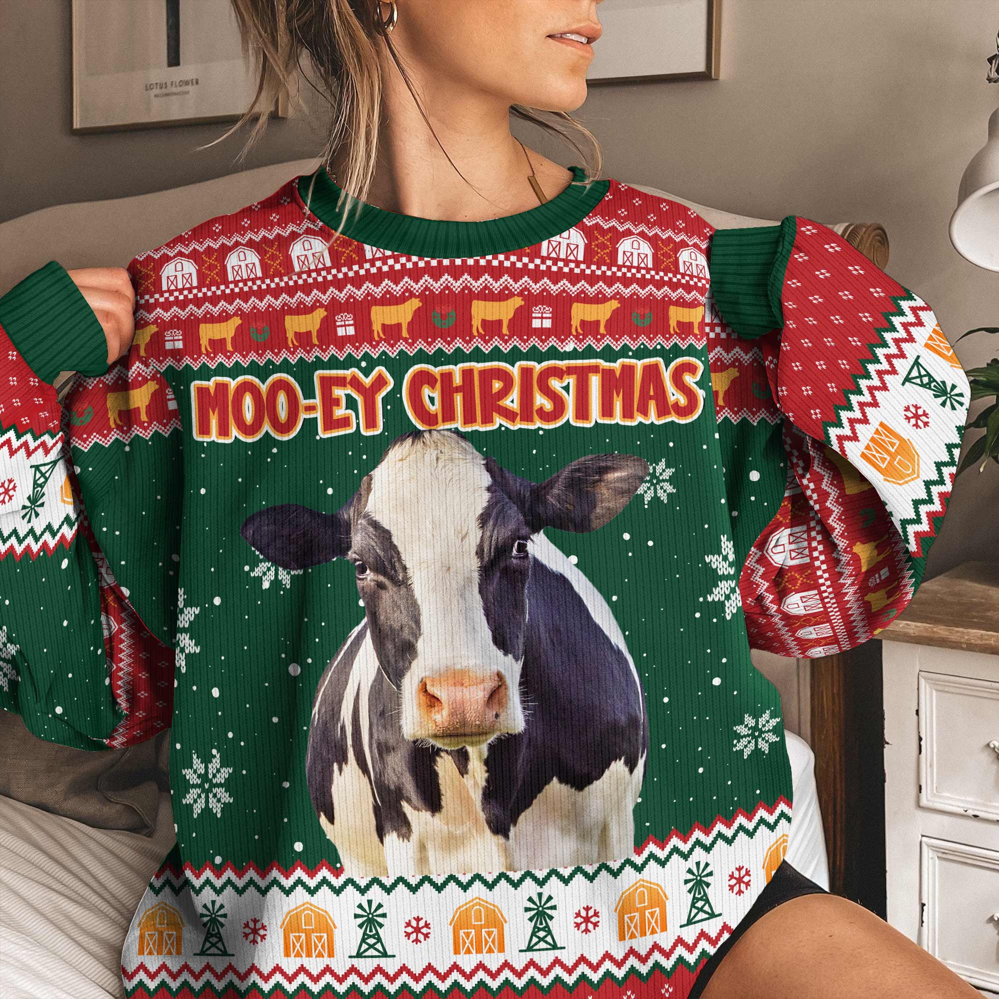 Moo-Ey Christmas - Personalized Photo Ugly Sweater - Image 2