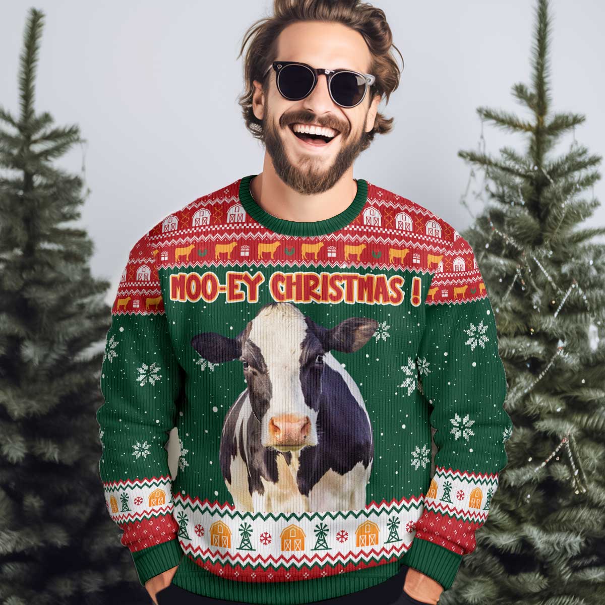 Moo-Ey Christmas - Personalized Photo Ugly Sweater - Image 4