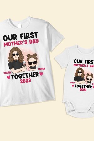 Our First Mother's Day Together 1st Mom - Personalized Matching Family Shirts