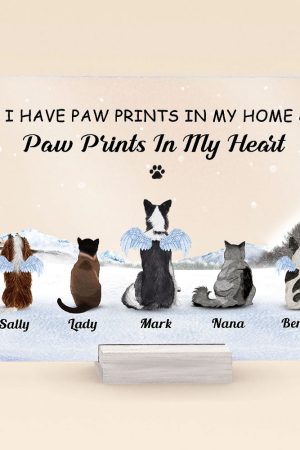 Paw Prints In My Home & Paw Prints In My Heart - Personalized Acrylic Plaque - Christmas, Loving Gift For Pet Lover, Dog Lover, Dog Owner, Cat Lover Cat Owner