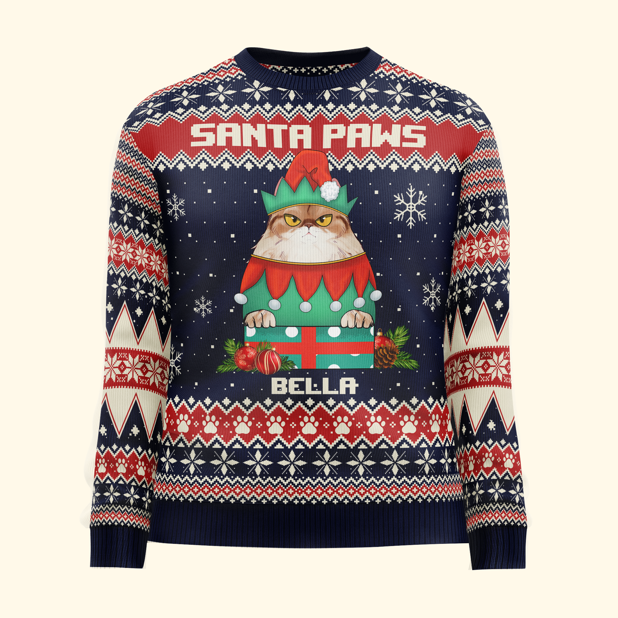 Santa Paws Christmas Sweater - Personalized Ugly Sweater - Image 3