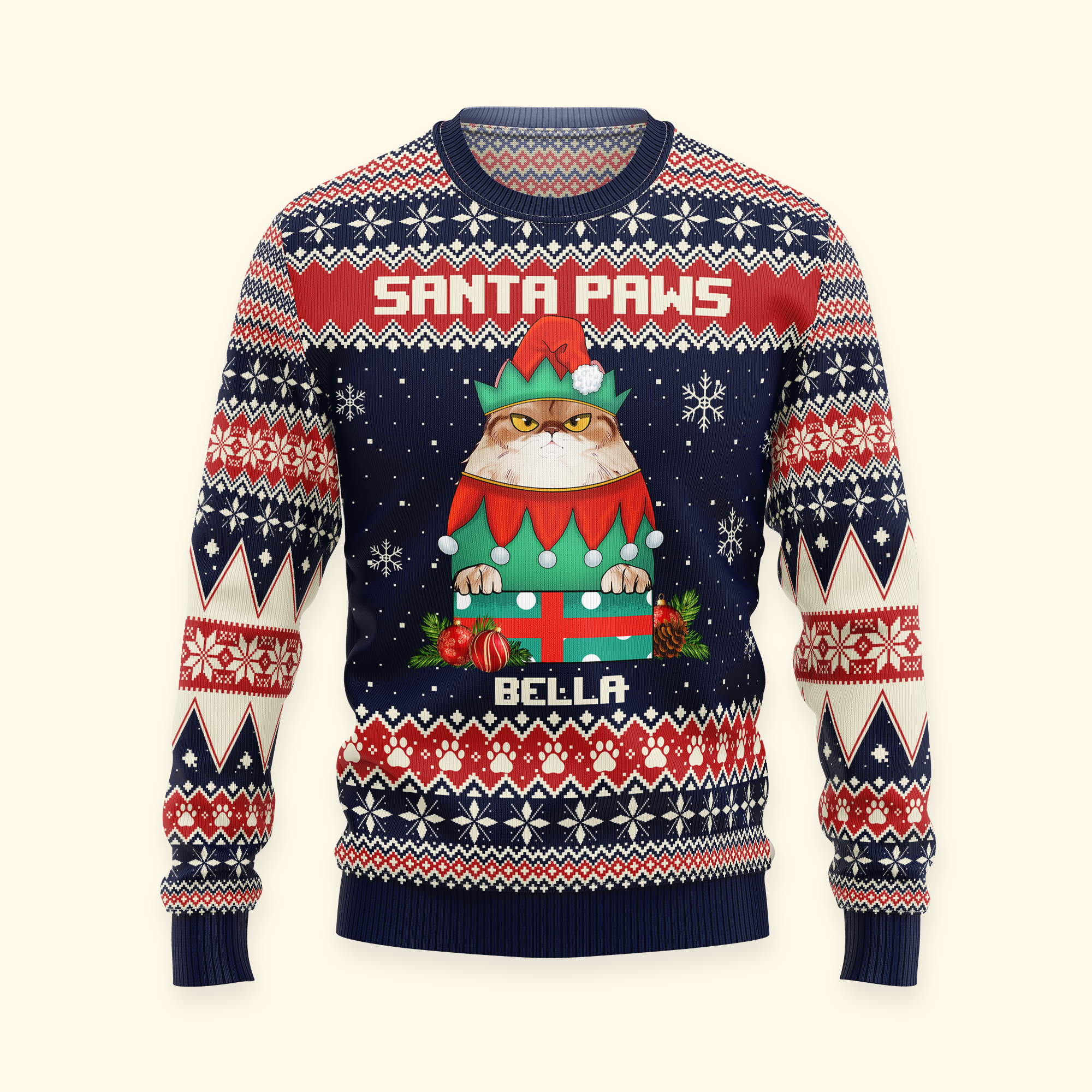 Santa Paws Christmas Sweater - Personalized Ugly Sweater - Image 4