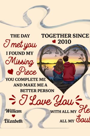The Day I Met You I Found My Missing Piece - Personalized Puzzle Piece Acrylic Plaque