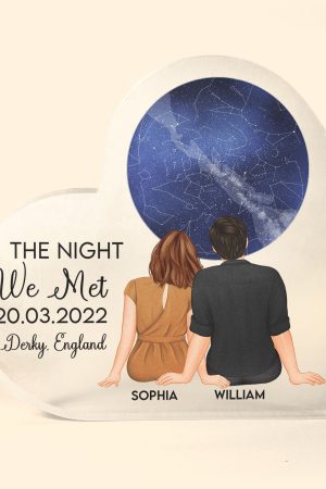 The Night We Met Custom Star Map - Personalized Heart Shaped Acrylic Plaque